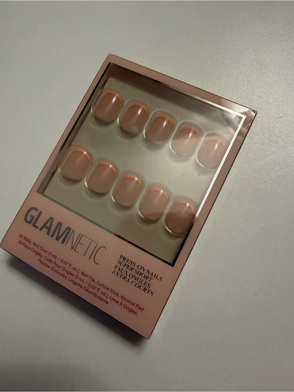 Brand New GLAMnetic French Peach Super Short Press-On Nails - 30 Pack
